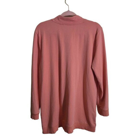 Soft Surroundings Lakshmi Peach Cotton Blend Tunic Top Large Snaps PocketsSize M - Picture 3 of 9